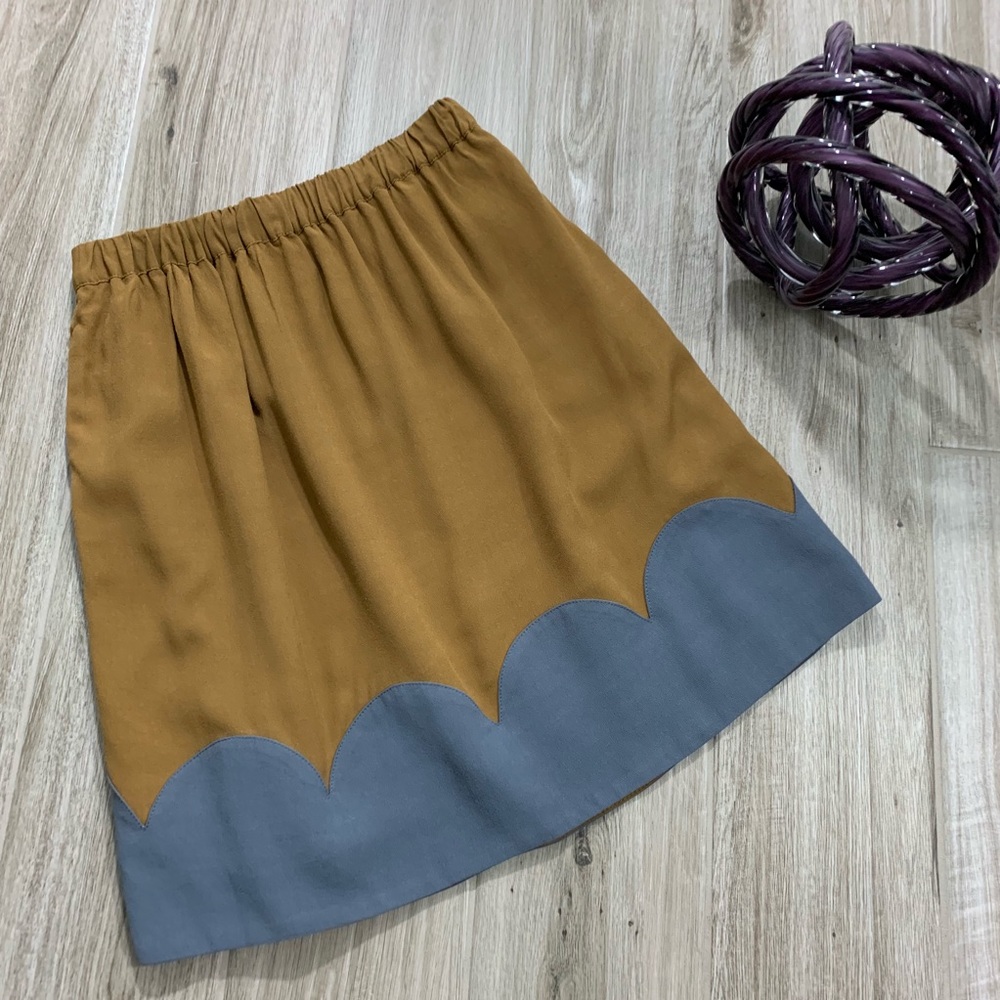 Fossil Stella Gray & Copper Scalloped Skirt Sz Sm - Picture 1 of 6